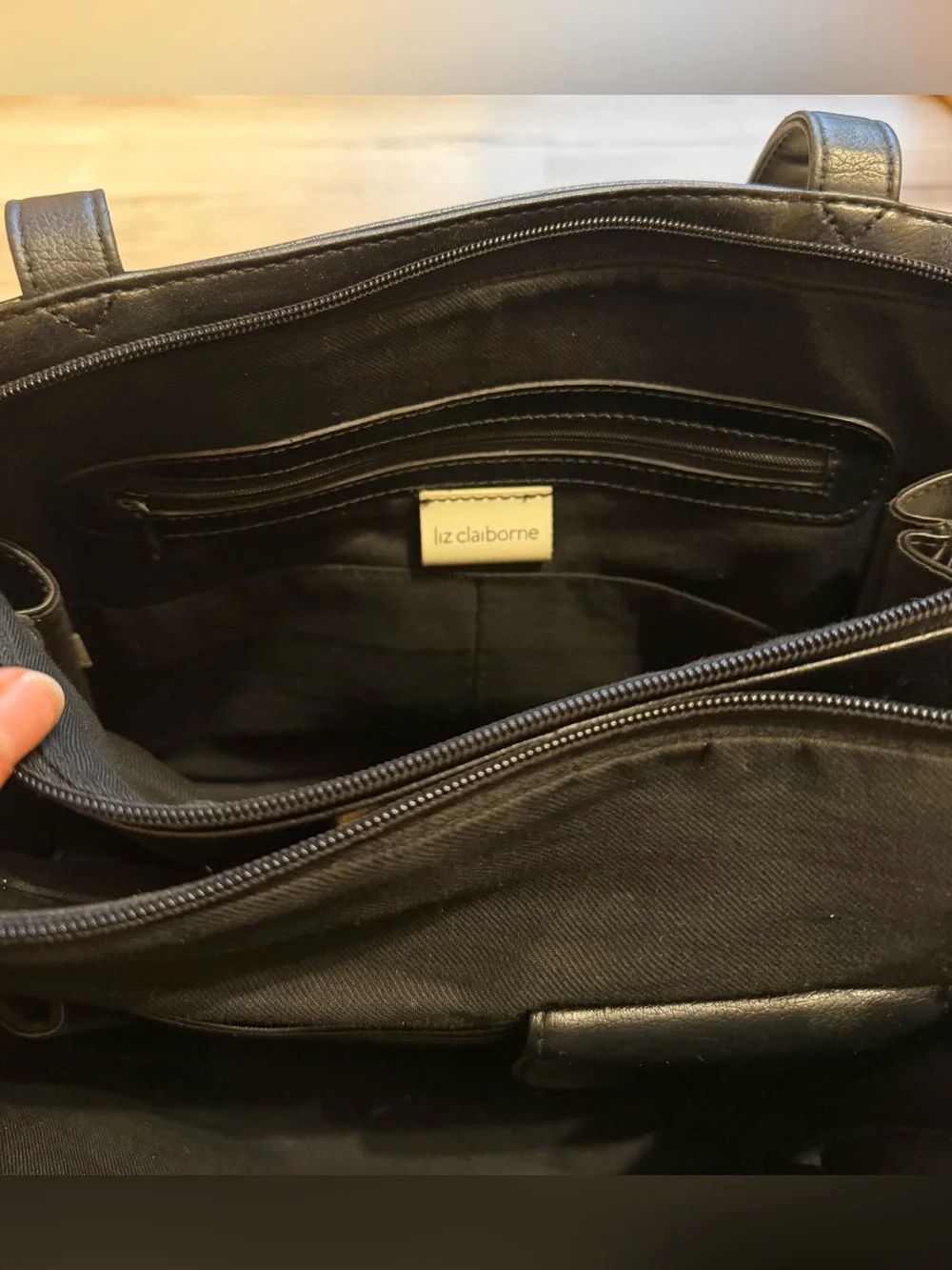 Liz Claiborne Black Tote with Gold Hardware
